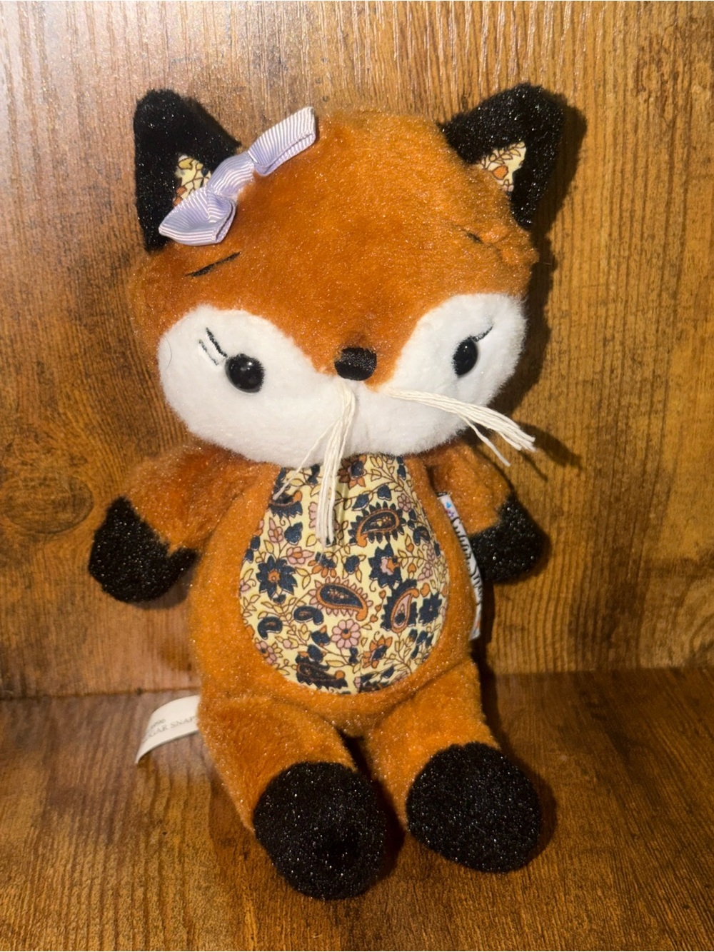 GANZ Sugar Snaps Apricot Orange and Cream Fox Plush with Patterned Belly
